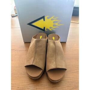 Brown Suede Open-Toe Wedge Sandals